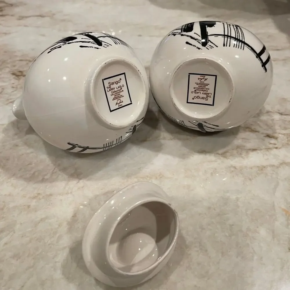 Sango Calligraphy Larry Lasso 80’s cream and sugar set EUC